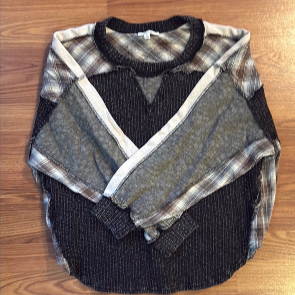Plaid and Striped Women's Sweater